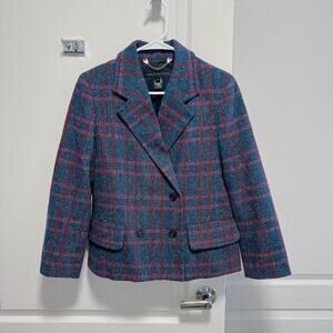 Marc by Marc Jacobs Navy Red Plaid Wool Blazer Size S
